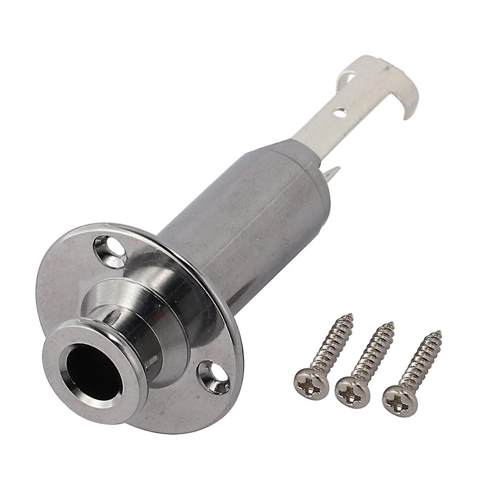 (As show, One size) Guitar Bass Pickup 6.5mm End Pin Jack Output Socket Plug Socket compatible with Bass Electric Guitar silver(Rou-C10