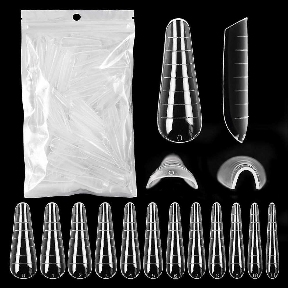(As show, One size) 120pcs Nail Tips With Scale Quick Extension Transparent False Nails Manicure