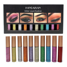 (As show, One size) 10 Color Glitter Liquid Eyeliner Set Metallic Shimmer Sparkling Eyeliners