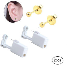 (As show, One size) High-quality 2 Pack Ear Piercing Gun Earring Disposable Ear Stud Gun Sterile No Pain Ear Piercing Gun