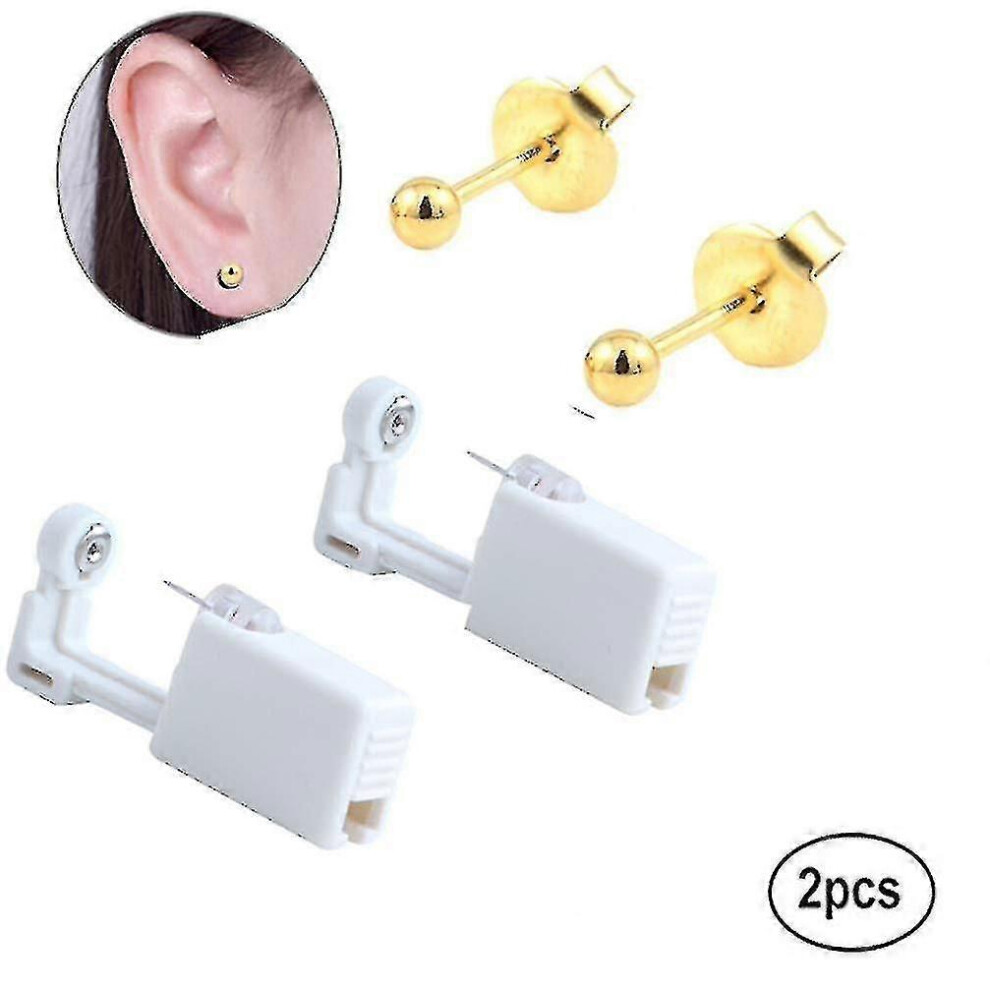 (As show, One size) High-quality 2 Pack Ear Piercing Gun Earring Disposable Ear Stud Gun Sterile No Pain Ear Piercing Gun