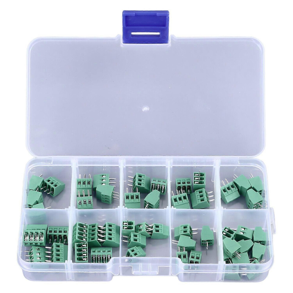 (As Show, One Size) 50Pcs Screw Terminal Connector 2.54Mm Pitch 2P 3P 4P Pcb Mount Terminal Block Assortment Kit For Ele 6909775610855