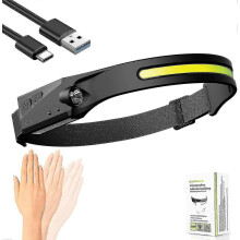 (As show, One size) Led Head Torch Rechargeable Led Headlamp Running Head Torch Headlight With Motion Sensor Water-resistant