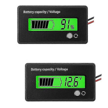 (As show, One size) High-quality 2 Pcs Dc 12v 24v 36v 48v 72v Battery Meterbattery Capacity Voltage Indicator Lead-acid And Lithium