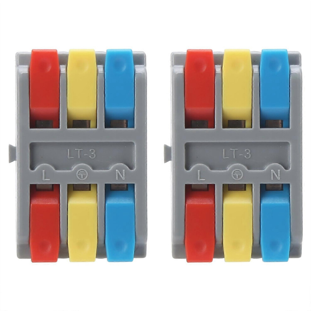 (As Show, One Size) 2Pcs Wire Block Clamp Terminal 3Position Pushtype Electrical Quick Cable Connector Lt3 250V 6909775618585