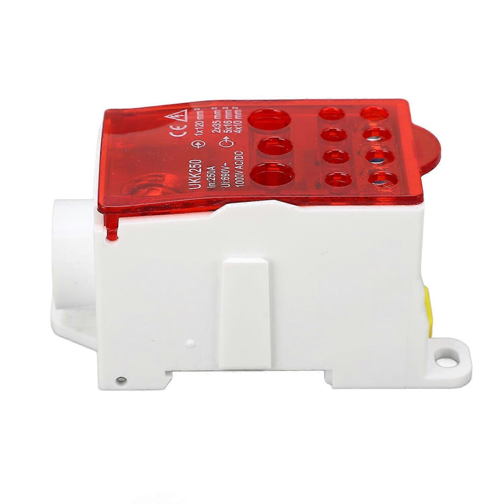 (As Show, One Size) Terminal Block Junction Box Splicing Din Rail Single Pole Power Distribution Box 690V 250A Red 6909775605493