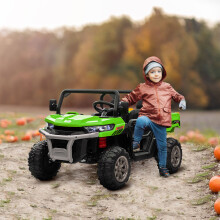 HOMCOM 12V 2 Seater Kids Electric Ride-On Car w/ Electric Bucket - Green