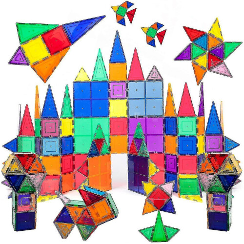 (As show, One size) 100pcs Magnet Building Tiles Clear 3d Building Blocks Construction Interlocking Blocks