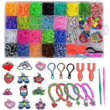 (As show, One size) 2500+ Loom Bands Kit, 30 Colors Loom Rubber Bands For Diy Refill Bracelet Making Craft Kits, Loom Twist Bands With More Accessories In Storage Case Fo