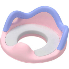 (As show, One size) Potty Training Seat with Handle and Splashguard for Boys and Girls, Infant Toilet Seat with Padded Handle and Backrest (Pink + PU Pad)