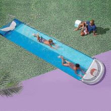 (As show, One size) Double Children Water Slide Lawn Spray Pad