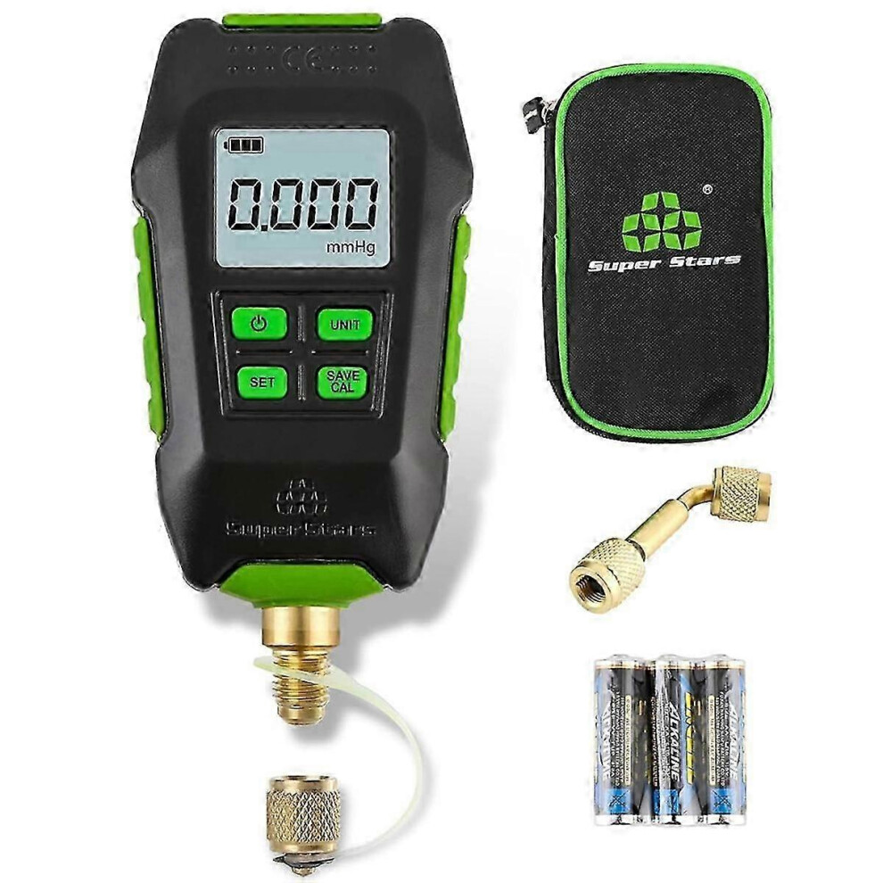 (As Show, One Size) Digital Vacuum Gauge,Hvac -Vacuum Gauge Tester With 6 Units 7/16In-20Unf(1/4In Sae),Digital Vacuum Micronmeter 4909775697162