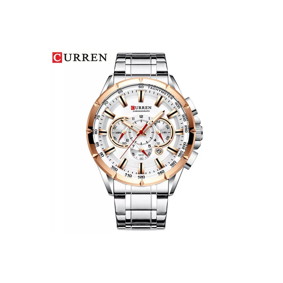 (silver white) CURREN Men Watch Causal Sport Chronograph Steel Wristwatch Date Display Watches-image-OPC-PH7NPKS-NEW