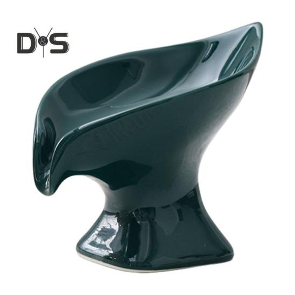 (green) Ceramic Soap Holder Self Draining Soap Tray For Sink Washroom Shower Cute Willow Leaf Style Jewelry Tray Small Non-fade Soap Box