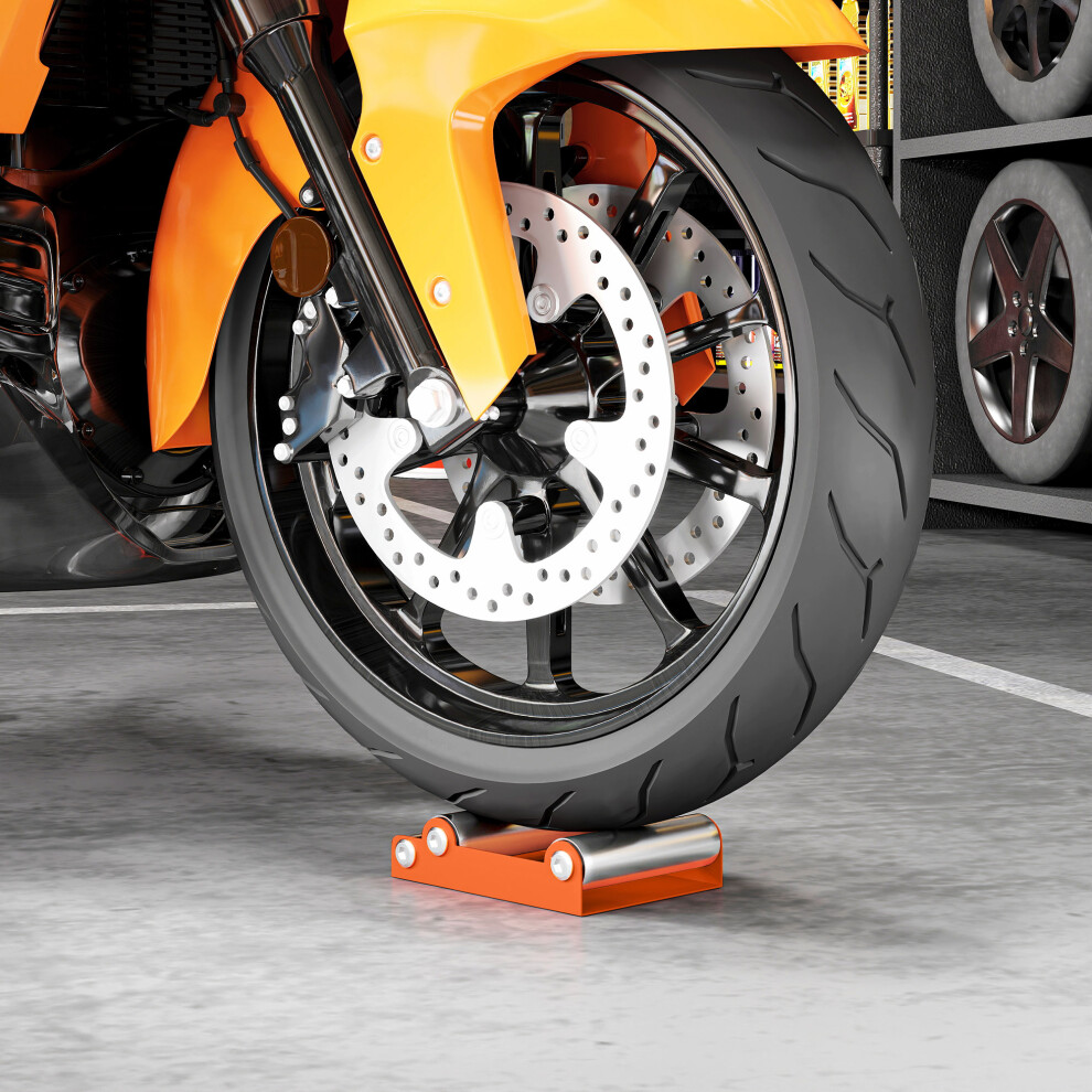 HOMCOM Motorcycle Wheel Roller Stand for Tyre Cleaning and Chain Lubrication-image-OPC-PH7NYPV-NEW