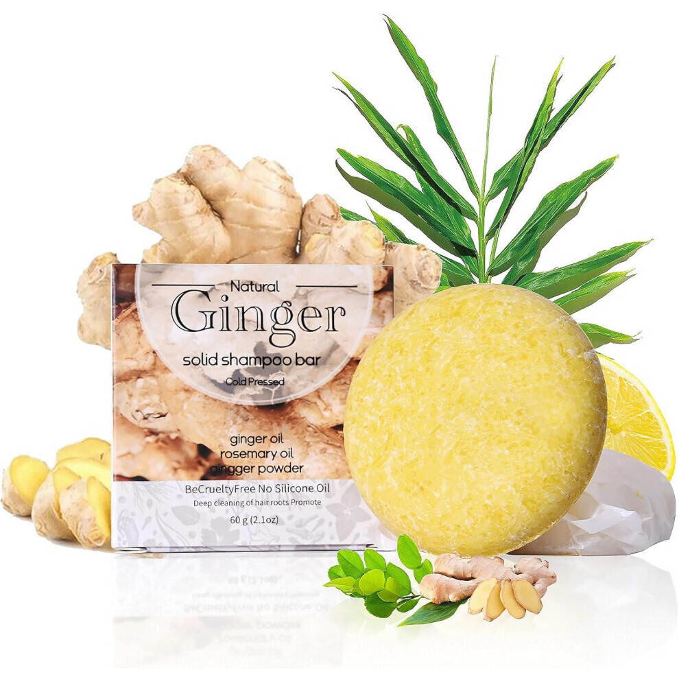 Grey (Ginger) Bamboo Charcoal Shampoo Bar, Hair Darkening Shampoo&Conditioner Soap, Reducing Shampoo Hair Growth Shampoo