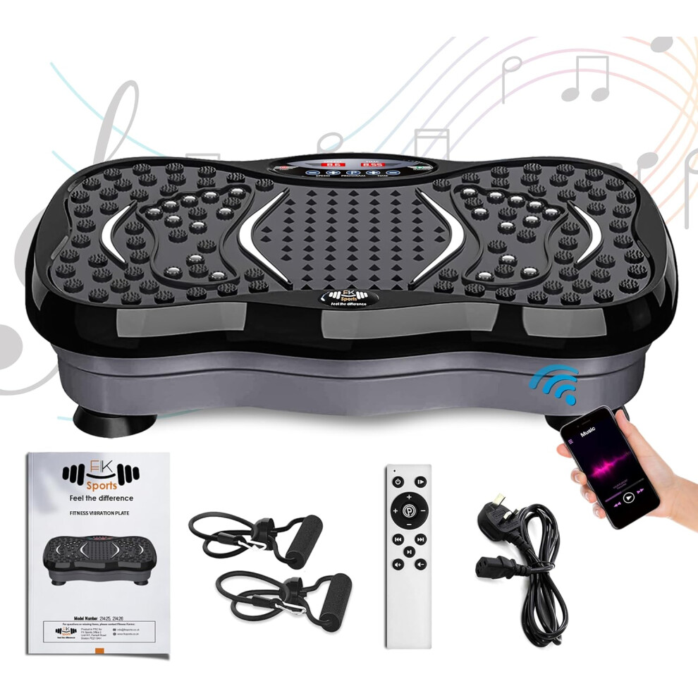 ((Black) Vibration Plate Exercise Fitness Machine Equipment for Home Use With 99 Intensity Levels, 5 Programs & 2 Resista) Vibration Plate Exercise Machine Fitness Trainers