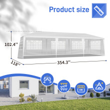 3*9m 7 Sided Garden Patio Gazebo Marquee Party Tent Wedding Canopy