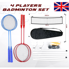 4 Player Badminton Set Racket Shuttlecock Outdoor Pole Garden Game
