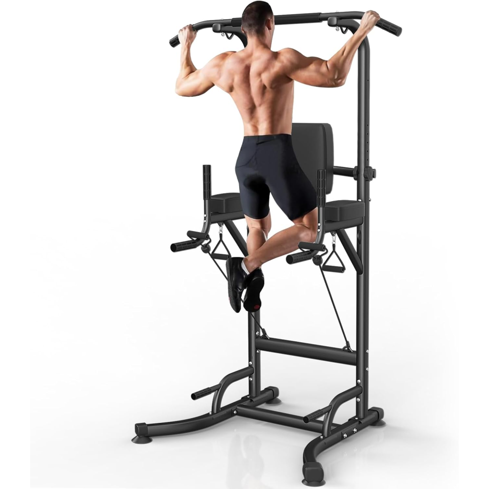 Dskeuzeew Power Tower - Multi-Function Pull-Up & Dip Station for Home Gym, 72-92 in, 330 lb Capacity, Model B0CCRBRH81