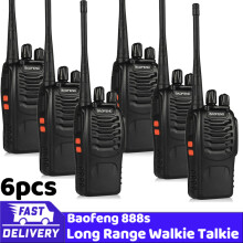 (USB Plug-6pcs)Original BF-888S 5km Long Range Walkie Talkie Two Way Radio Channel 16 self-driving travelling