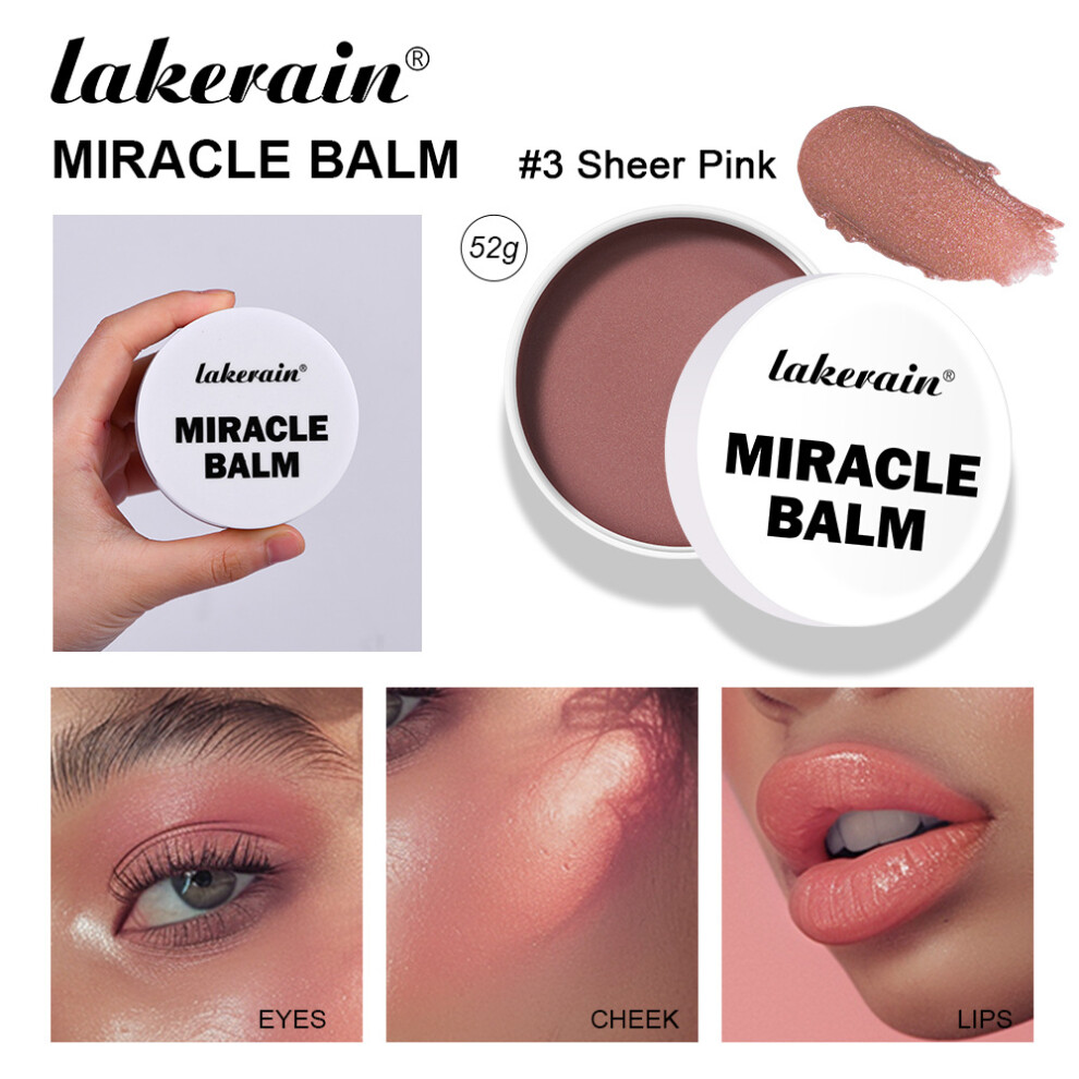 (#3 Sheer Pink) Miracle Lip & Glow Cream Blush Balm with Vitamin E  Beauty Cream Blush Create Lightweight & Shimmer Finish