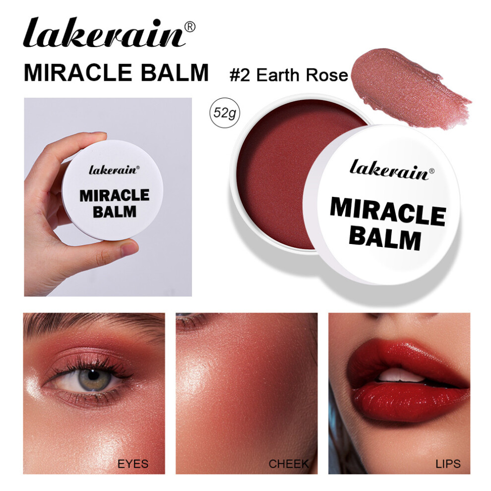 (#2 Earth Rose) Miracle Lip & Glow Cream Blush Balm with Vitamin E  Beauty Cream Blush Create Lightweight & Shimmer Finish