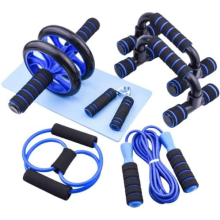 AERLANG 7-IN-1 Ab Roller Wheel Set With, 2 Push-up Bars, Resistance Band, Skipping Rope, Hand Grip And Knee Pad, Fitnes