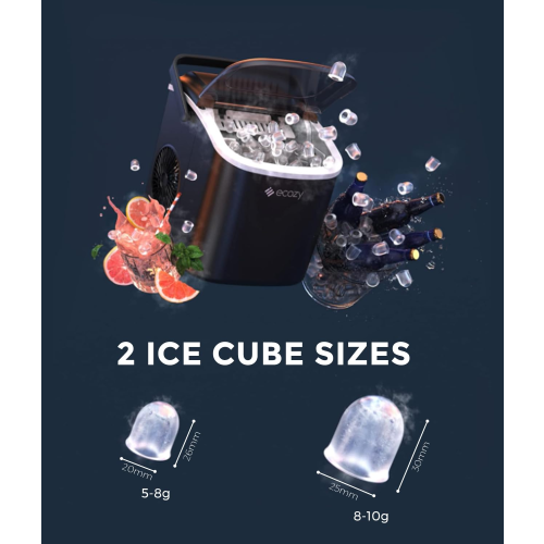 ecozy Ice Maker Machine, Portable Ice Machine, 9 Ice Cubes in 6 Mins, 1