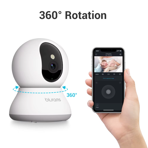 2 Pcs Blurams 2K Indoor Security Cameras with One-Touch Call & App Control