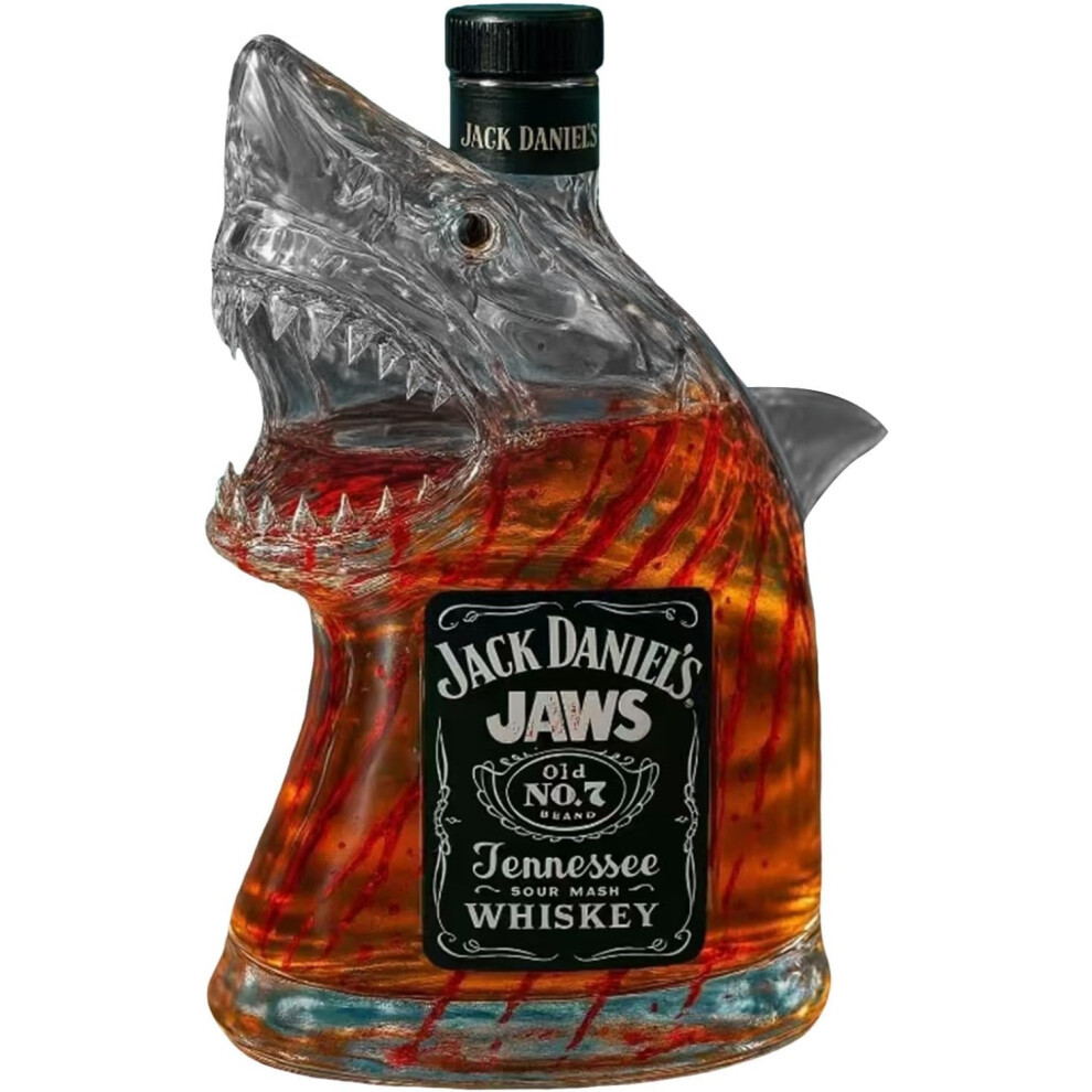 (A) Shark Statue Wine Bottle, Decanter Decoration For Bar,Office,Home Whiskey Bottle 3D Engraved Whiskey Glasses Theme Statue 320ml