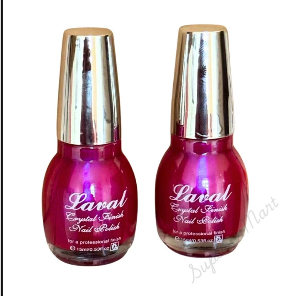 2X Laval Nail Varnish Polish Crystal Finish Nail Polish Pink Teaser
