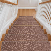 (Brown) 15Pcs Stair Pads Set Carpet Stair Treads Non Slip Home Decor