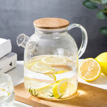 1800ML Clear Glass Teapot Stovetop Safe with Bamboo Lid