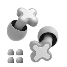 (As show, One size) Earplug Soft Silicone Ear Plug Noise Reduction Sound Blocking Earplug for Home Sleeping Grey