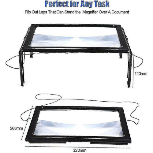 (As show, One size) Rectangular Magnifier compatible  Visually Impaired 3x Full Page Magnifier Magnifier With Hands-free Light 2