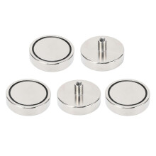 (As show, One size) 5Pcs Pot Magnet 160kg Pulling Force Rust Resistant Neodymium Magnet for Business Workshop Silver