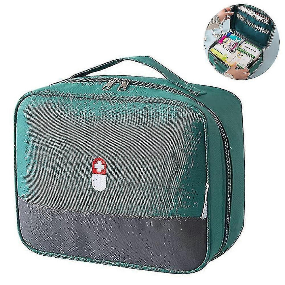 (As show, One size) Zippered First Aid Bag Medication Organizer Emergency Empty Pouch Carrier With Oxcompatible d Cl