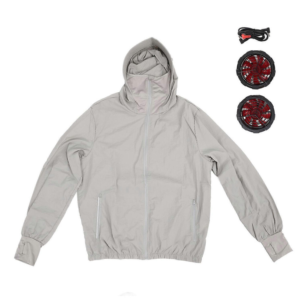(As Show, One Size) 12V Cooling Fan Jacket Sunscreen 3 Speeds Fan Uv Proof Air Conditioned Clothes For Outdoor Works Usb 6909775604113