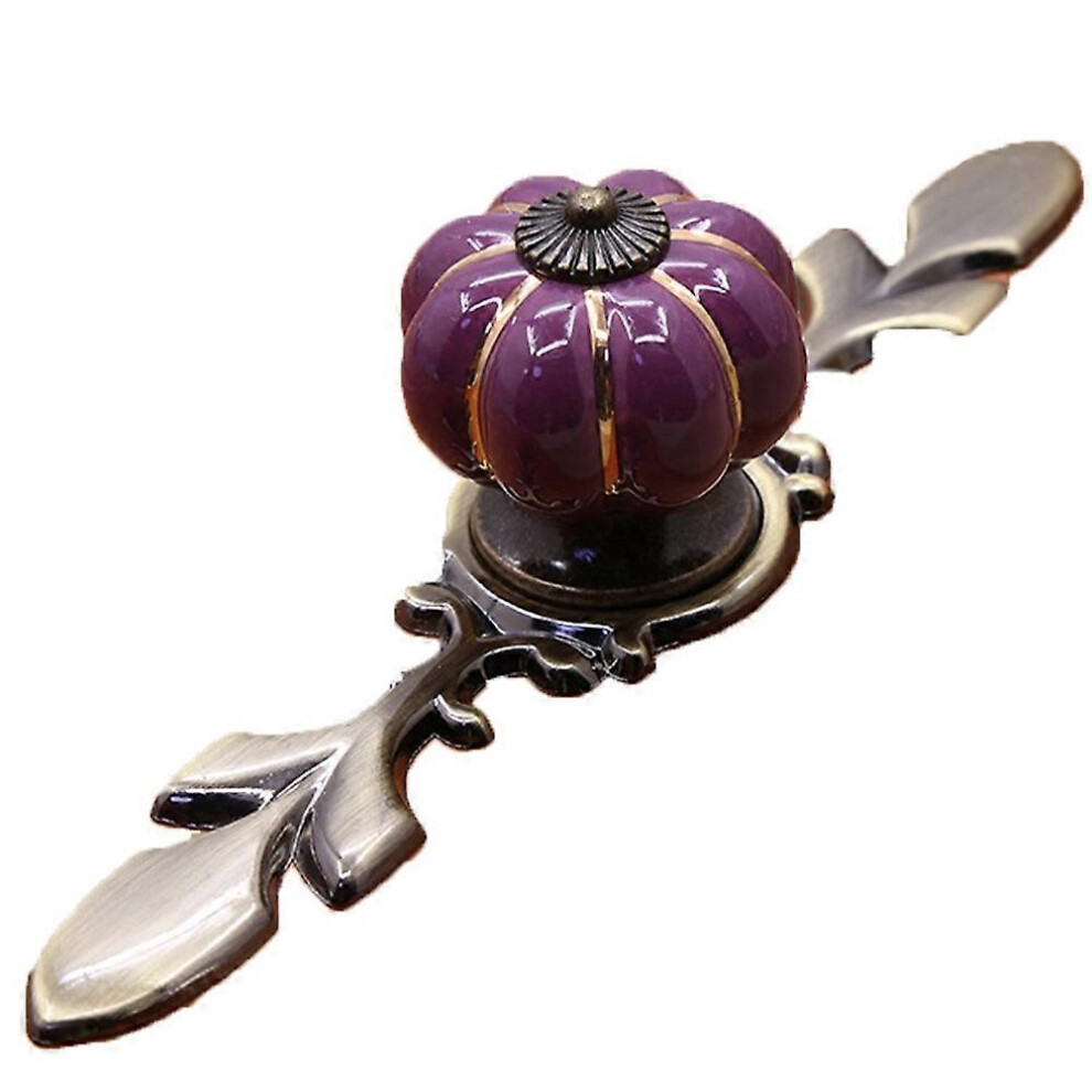 (As Show, One Size) Pumpkin Shape Ceramic Cabinet Wardrobedrawer Pullhandle Furniture Knob Fitting (Violet) 6909775583616