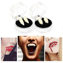 (As show, One size) Vampire Teeth 2 Pairs Of Vampire Teeth To Attach And Model Natural White - Perfect For Halloween