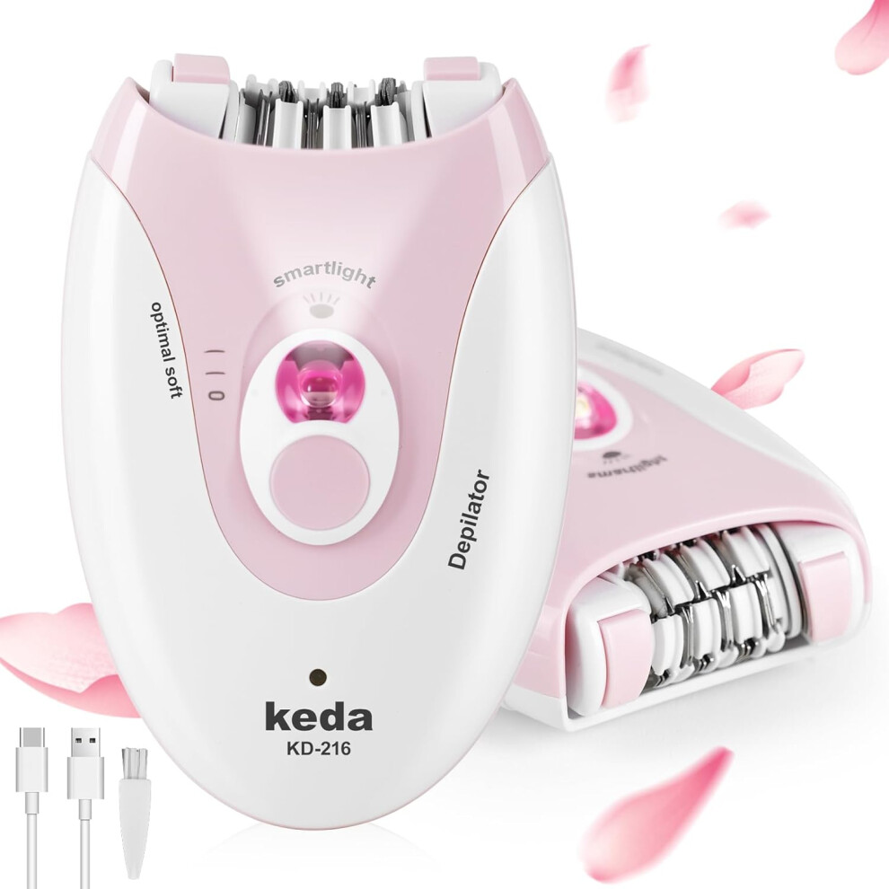 Epilators Hair Removal For Women, 2 Speed Hair Removal Device With Led Rechargeable Trimmer For Epilator Bikini, Face, Arm, Legs, Armpits Light