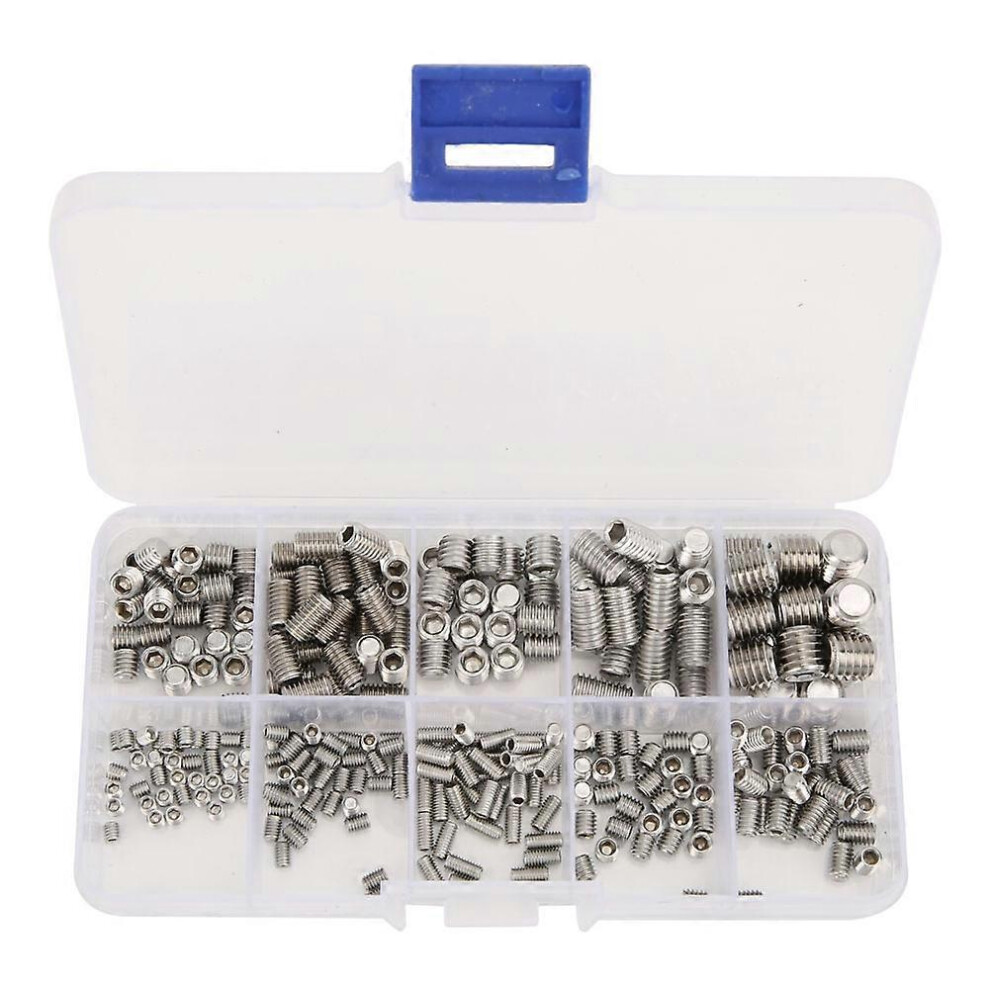 (As Show, One Size) 300Pcs Set Screws Set Stainless Steel Hex Socket Headless Fasteners Hardware Tool 6909775594100