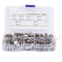 (As show, One size) 160pcs Screw Nail Rivets Fasteners Flat Head Studs Kit for DIY Craft Album Book