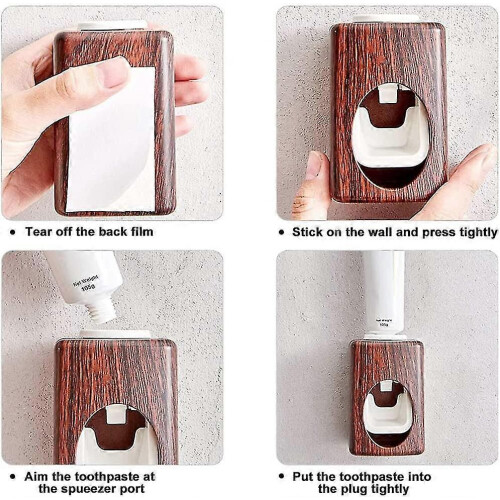 (As show, One size) 2 Pieces Wall Mounted Toothpaste Squeezer, Automatic Toothbrush Holder, Toothpaste Dispenser 2