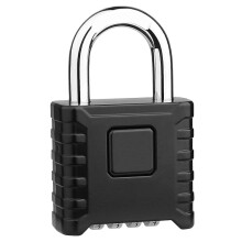 (As show, One size) Security Padlock 4 Digits Resettable Combination Lock Stainless Steel for Cabinet Toolbox Black