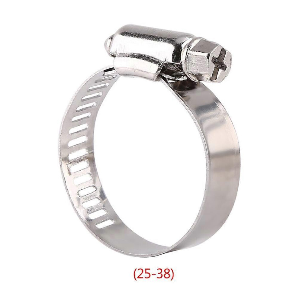 (As Show, One Size) 10Pcs Screw Band Worm Hose Clamps Stainless Steel Pipe Clips (25Mm-38Mm) 6909775654040