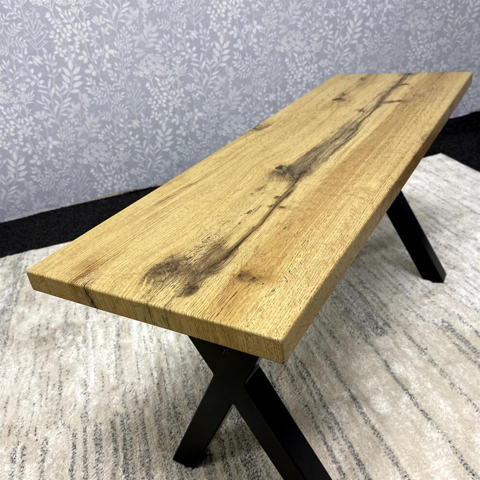 Wooden Brown Bench With Metal Legs for Dining, Work, or Study