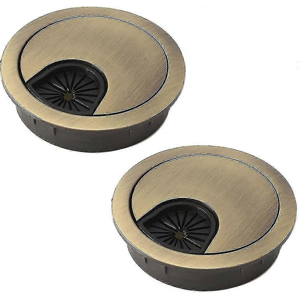 (As Show, One Size) 2 Pack Desktop Cable Grommets 60Mm Metal Cable Hole, Round Hole Cover Compatible Organizing Desk Cables (Bronze) 6909775835937