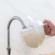 (As show, One size) Rice Washing Bucket Water Flushing Type Hand Washing Free Rice Washing Screen Plastic Tape Drainage